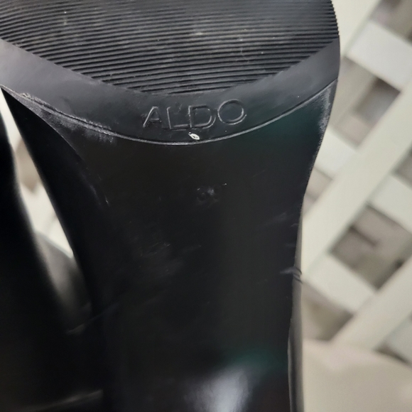 Aldo Black Leather Square Toe and Heel Boots Y2K Style Size 39 - Picture 8 of 10